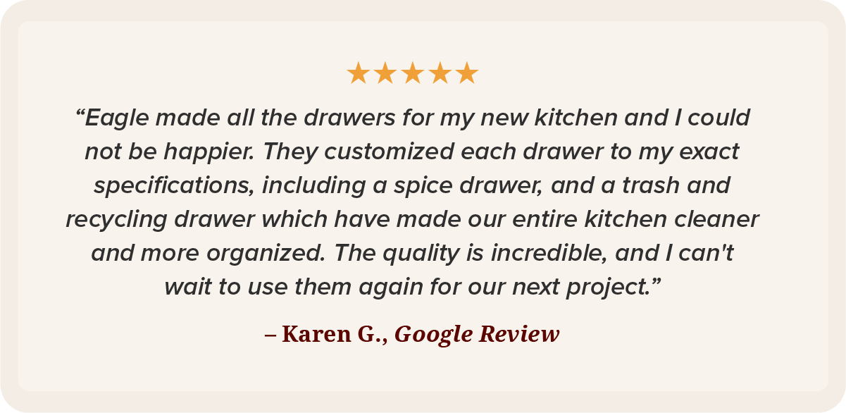 View of Custom Kitchen Drawers | Professional -Grade | Eagle Woodworking