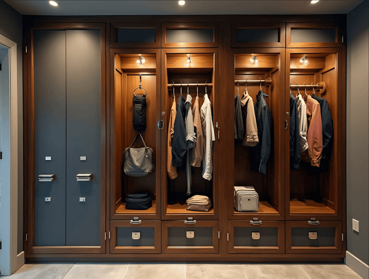 Mudroom locker with cabinet doors
